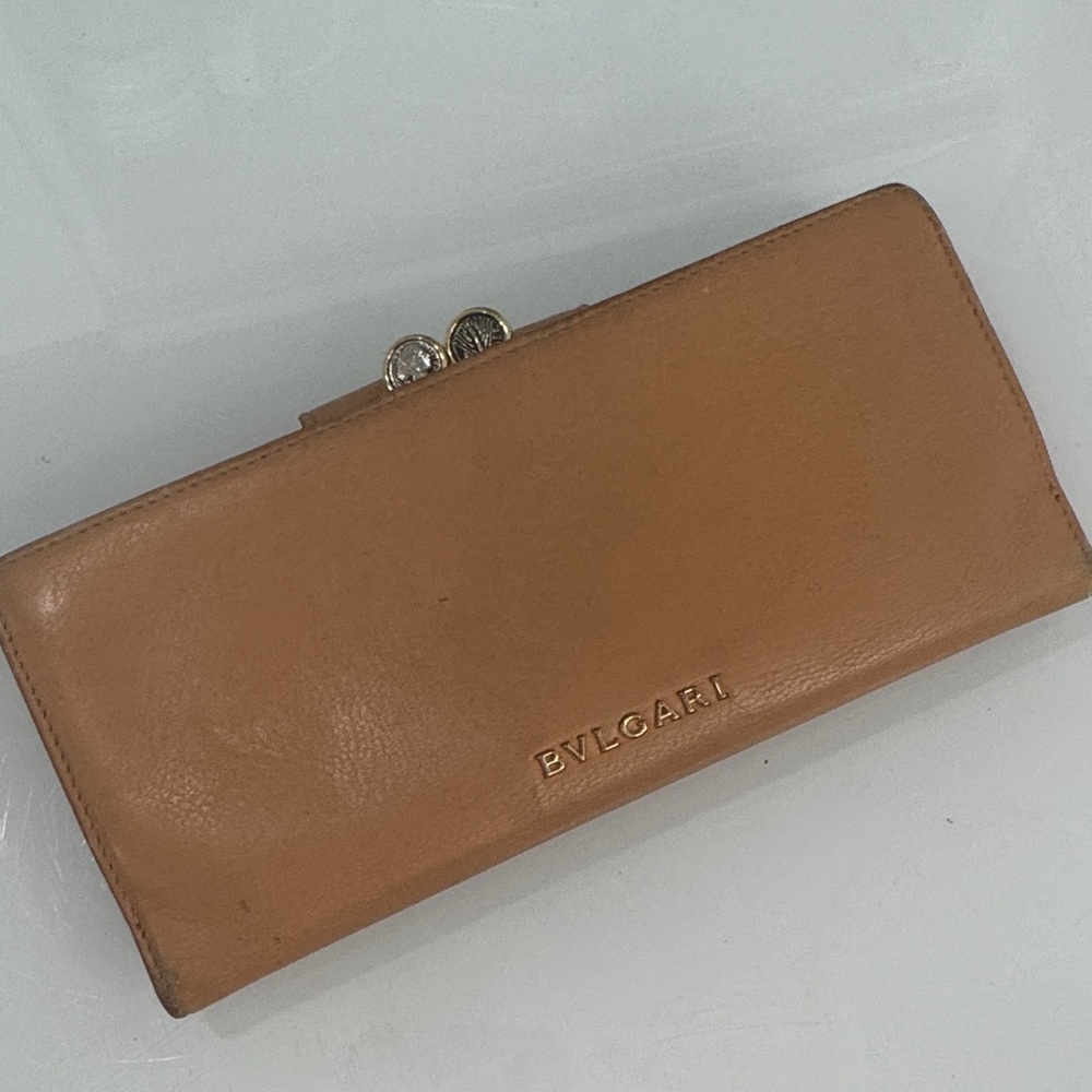 Bvlgari Serpenti Leather Long Wallet – Tan